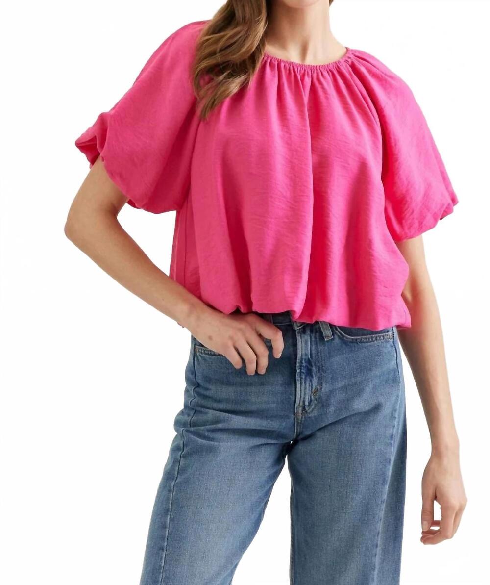 NEW ENTRO balloon waist top in hot pink